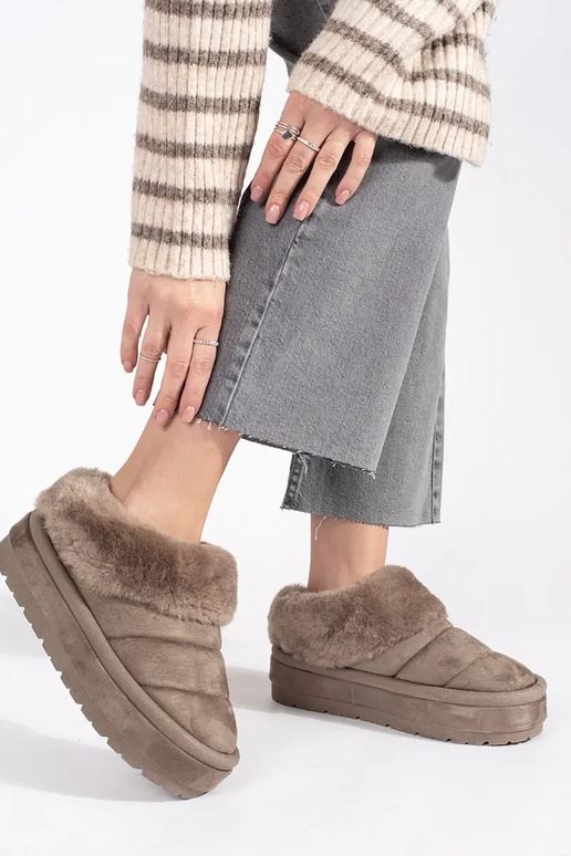 Beige niedrig Schließe Schneestiefel...