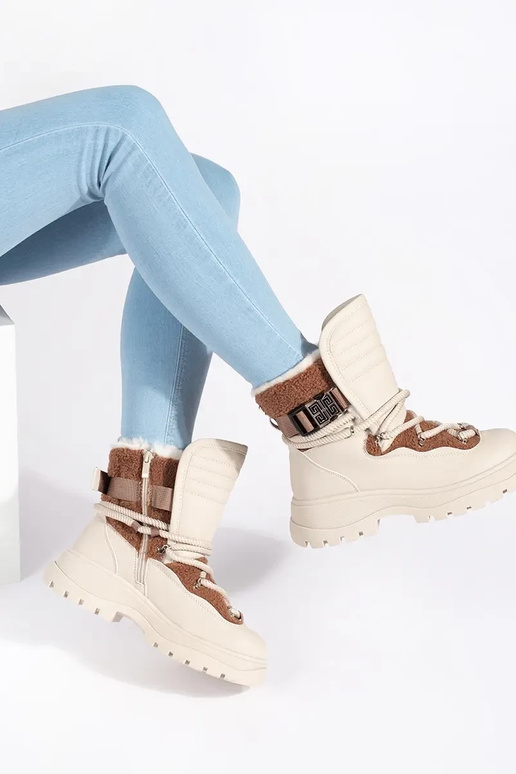 Beige Schneestiefel für Damen mit... Beige Schneestiefel für Damen mit...