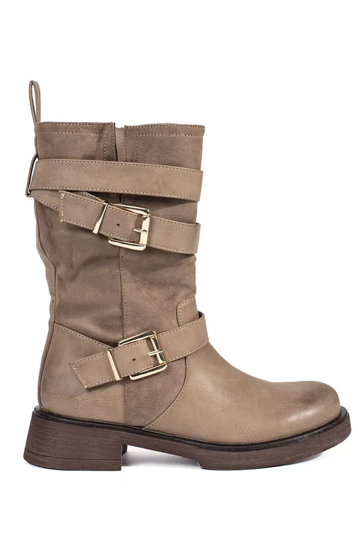 Beige Damen-Halbschuhe mit Schnallen