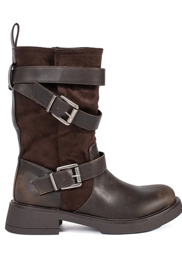 Braune Damen-Halbschuhe mit...