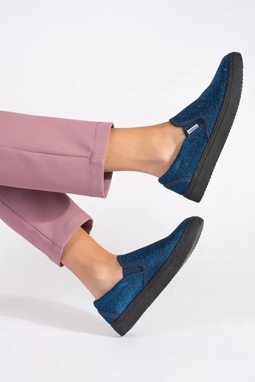 Blaue Glitzer-Slip-On-Schuhe 2