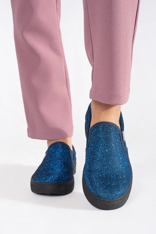 Blaue Glitzer-Slip-On-Schuhe
