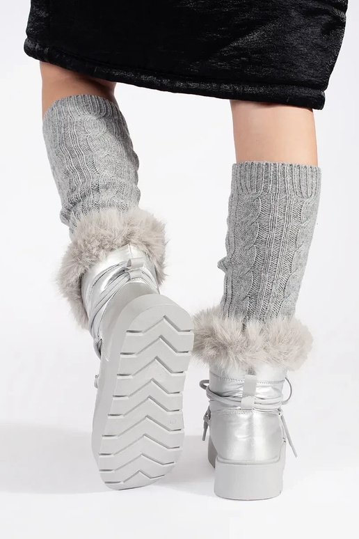 Silberfarbe Schneestiefel für Damen...