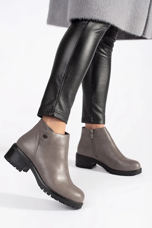 Graue Schuhe aus Kunstleder