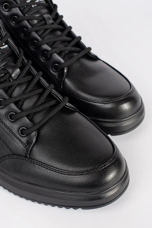 Schwarze Herren warme Schnürstiefel