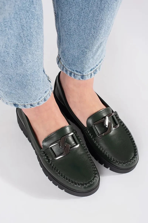 Chaki Plattform-Mokassins