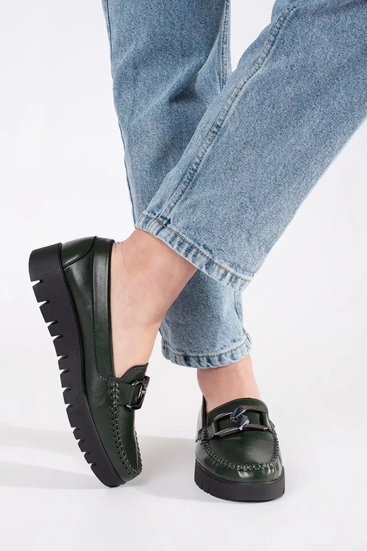 Chaki Plattform-Mokassins