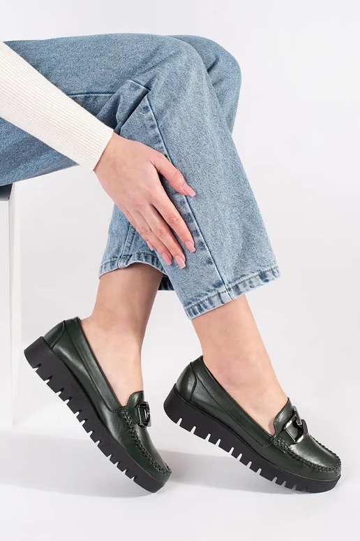 Chaki Plattform-Mokassins