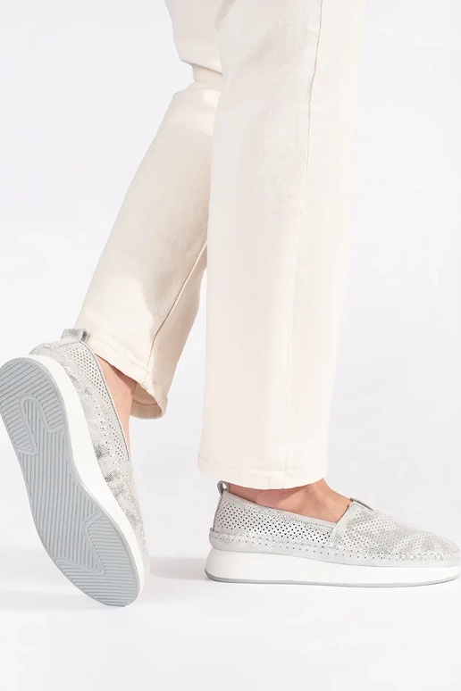 Silberne Halbboots aus Echtleder