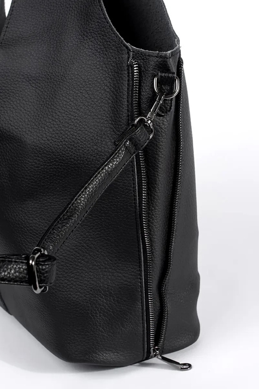 Schwarze große Handtasche aus Kunstleder