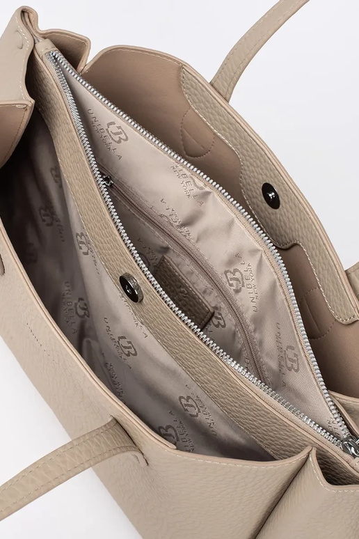 elfenbeinfarbene Shopper aus Kunstleder