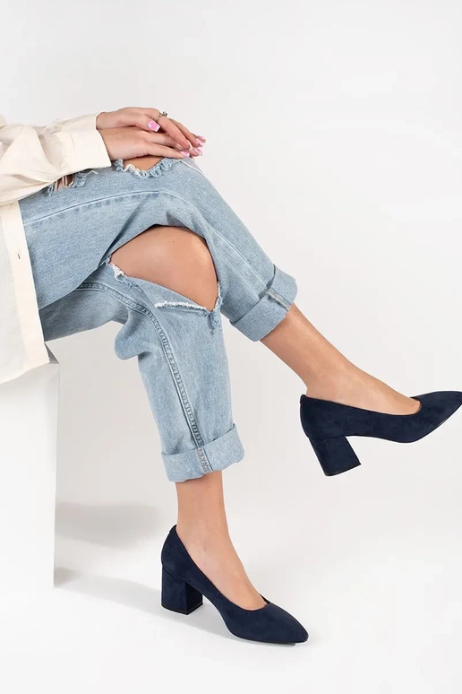 Dunkelblaue Wildleder High Heels von...