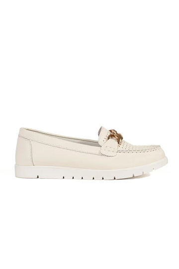 Beige Mokassins aus Leder...