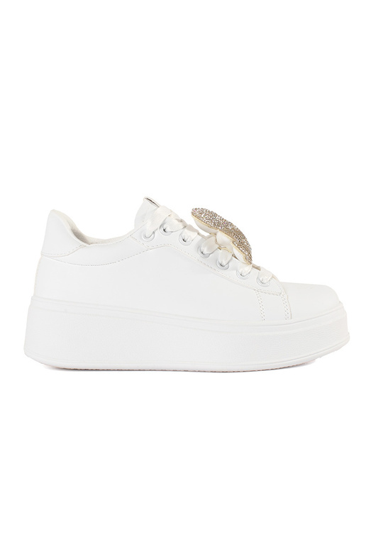 Weiße Sneakers mit Plateausohle