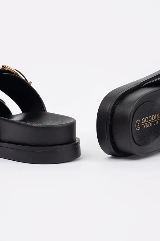 Schwarze Flache Pantoletten mit... Schwarze Flache Pantoletten mit...