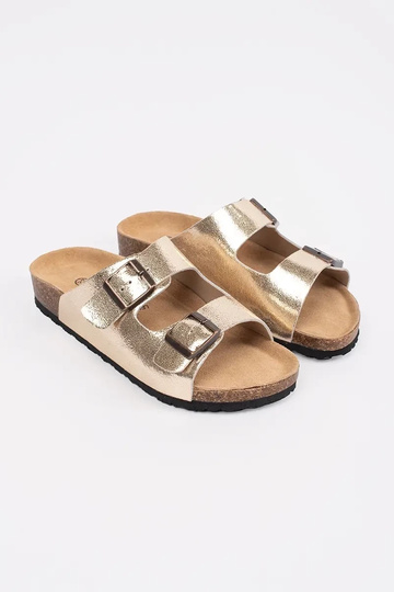 Goldene flache Sandalen 2