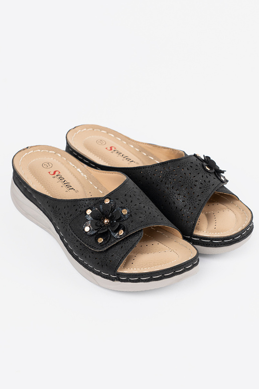 Damen Pantoletten mit dekorativen...