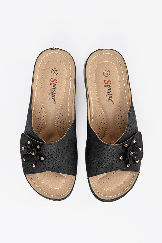 Damen Pantoletten mit dekorativen...