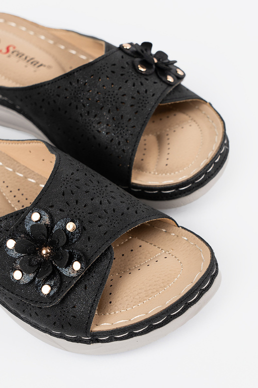 Damen Pantoletten mit dekorativen...