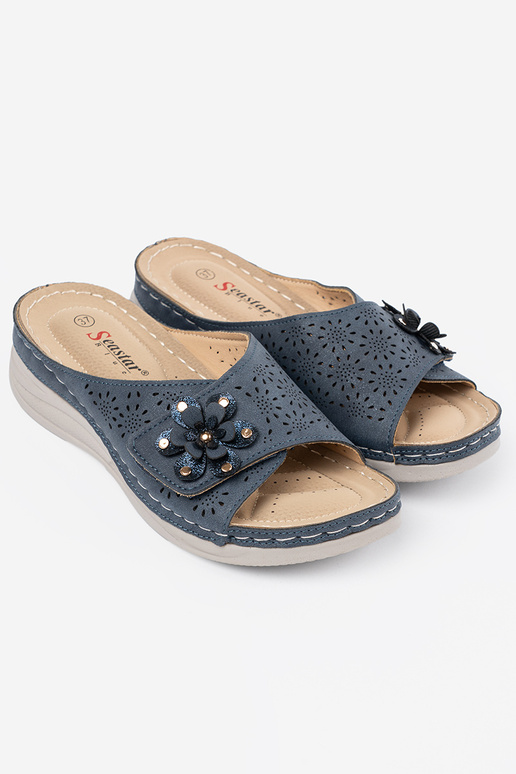 Damen Pantoletten mit dekorativen...