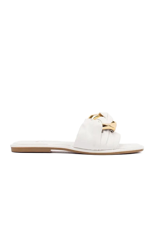 Flache Schlapfen für Damen in Weiß