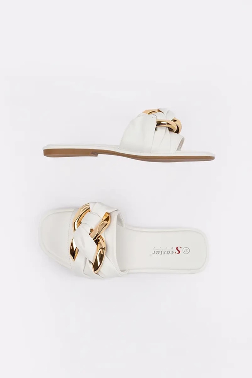 Flache Schlapfen für Damen in Weiß