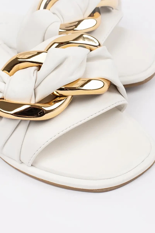 Flache Schlapfen für Damen in Weiß