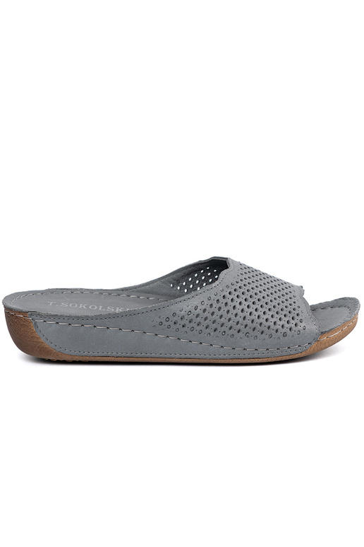 Lederpantoletten in Grau