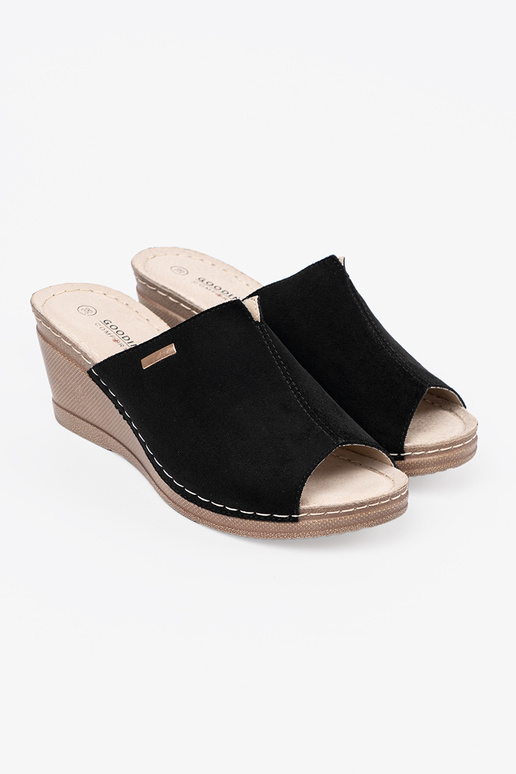 Damen Pantoletten mit Plateau in Schwarz Damen Pantoletten mit Plateau in Schwarz