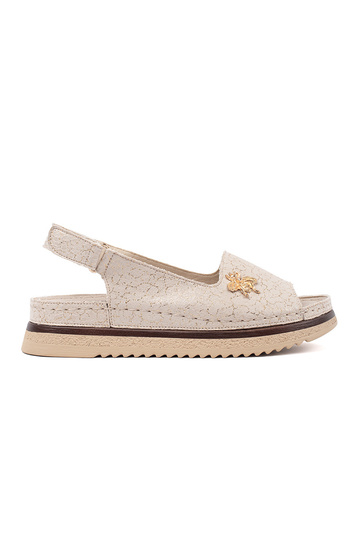 Beige Sandalen mit Plateau...