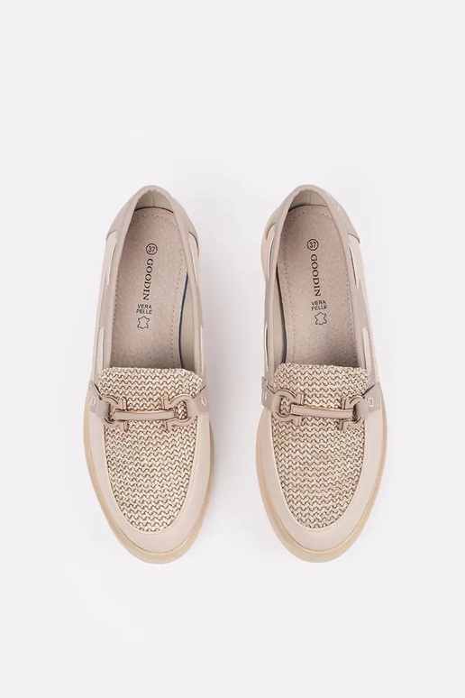 elfenbeinfarbene Mokassins mit... elfenbeinfarbene Mokassins mit...