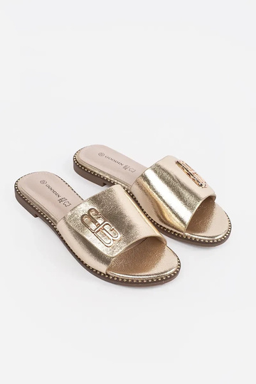goldene Damenflipflops mit... 2