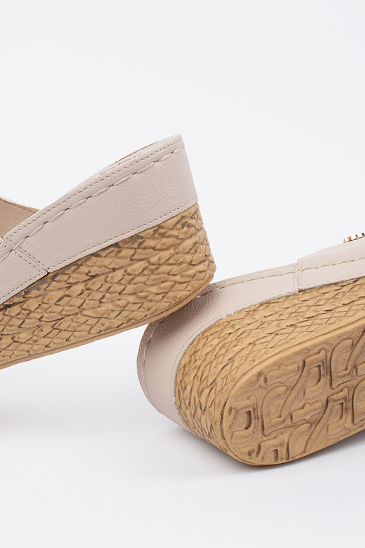 sandfarbene Wedgeslipper für Frauen