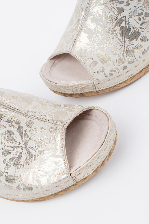 elfenbeinfarbene Wedgeslipper für Frauen