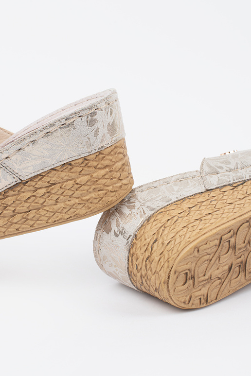 elfenbeinfarbene Wedgeslipper für Frauen