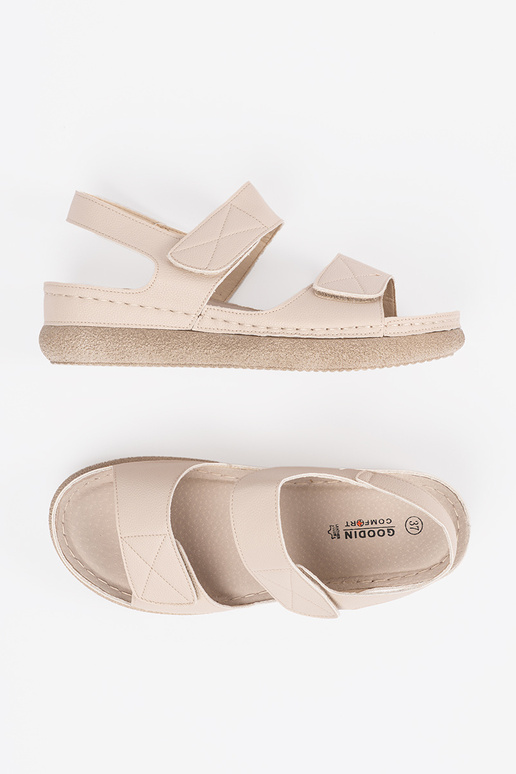 Damen Sandalen in Elfenbein mit Velcro
