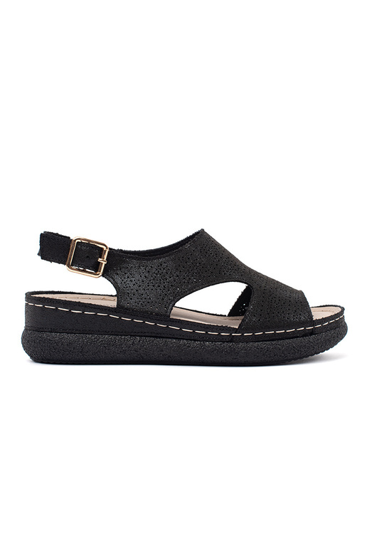 Schwarze Sandalen auf hellem Absatz Schwarze Sandalen auf hellem Absatz