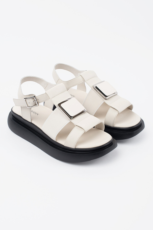 elfenbeinfarbene Leder elegante...