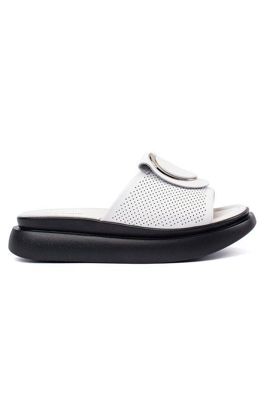 Bequeme Pantoletten in Weiß-Schwarz...