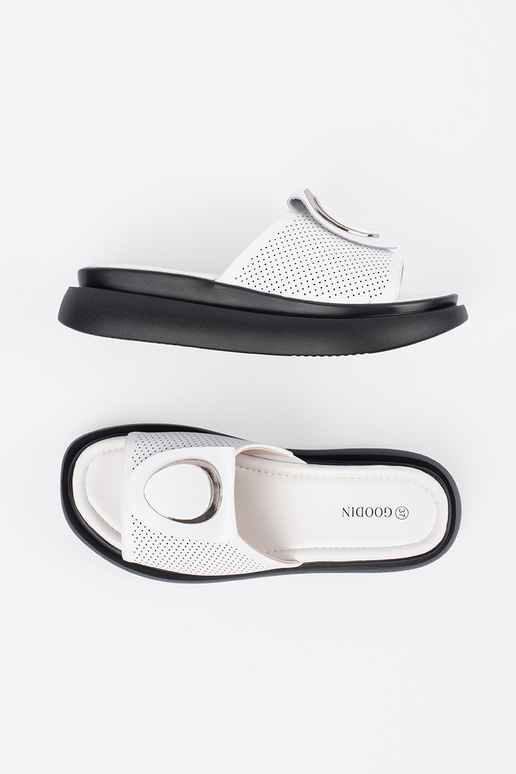 Bequeme Pantoletten in Weiß-Schwarz...