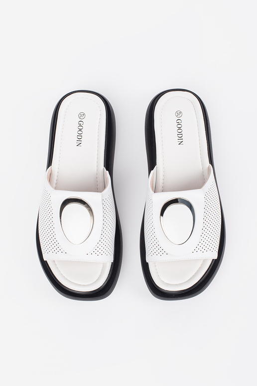 Bequeme Pantoletten in Weiß-Schwarz...