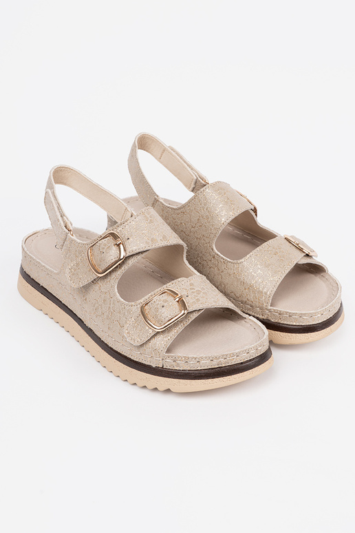 Sandfarbene Sandalen mit goldenen... Sandfarbene Sandalen mit goldenen...