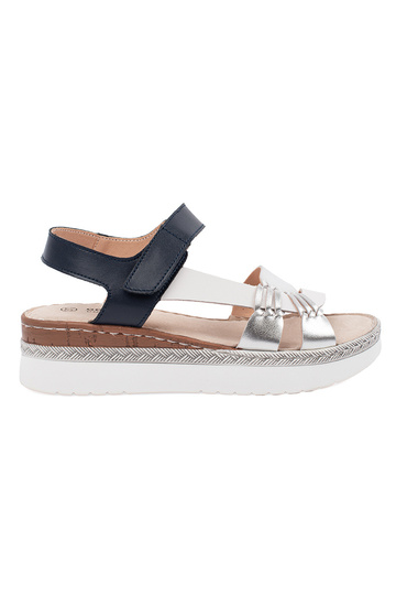 weiß-blaue Sandalen mit...