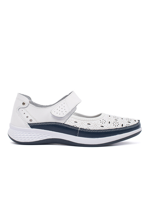 Blaue und weiße Ledersandalen im... Blaue und weiße Ledersandalen im...