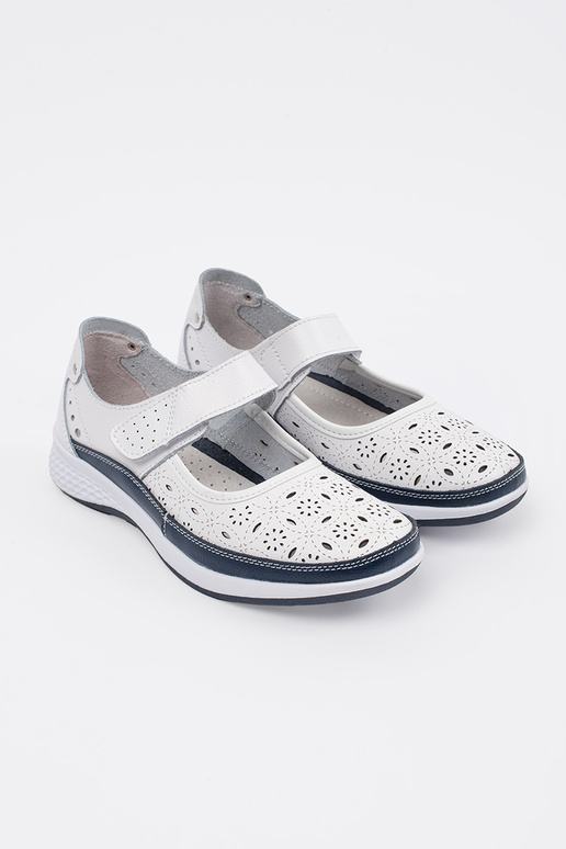 Blaue und weiße Ledersandalen im... Blaue und weiße Ledersandalen im...