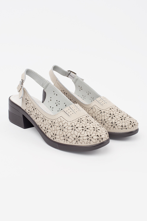 Beige Sandalen mit niedrigem Absatz