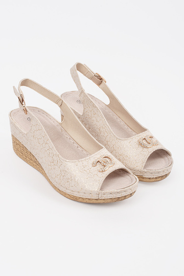 Beige Keilsandalen mit... 2