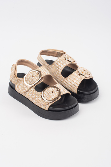 Beige Plateau-Sandalen mit... 2