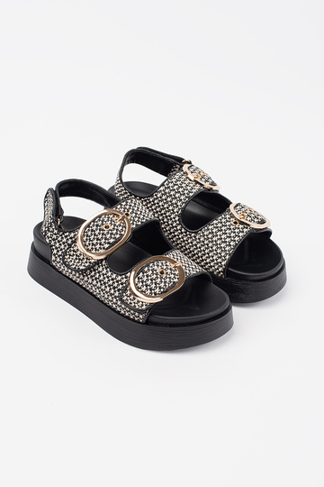 Schwarz-weiße Plateau-Sandalen 2