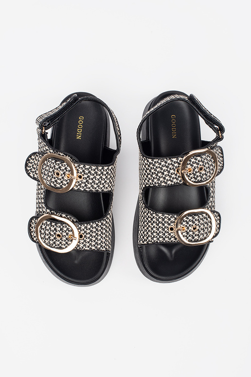 Schwarz-weiße Plateau-Sandalen Schwarz-weiße Plateau-Sandalen